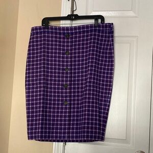 JCrew plaid button front lined pencil skirt